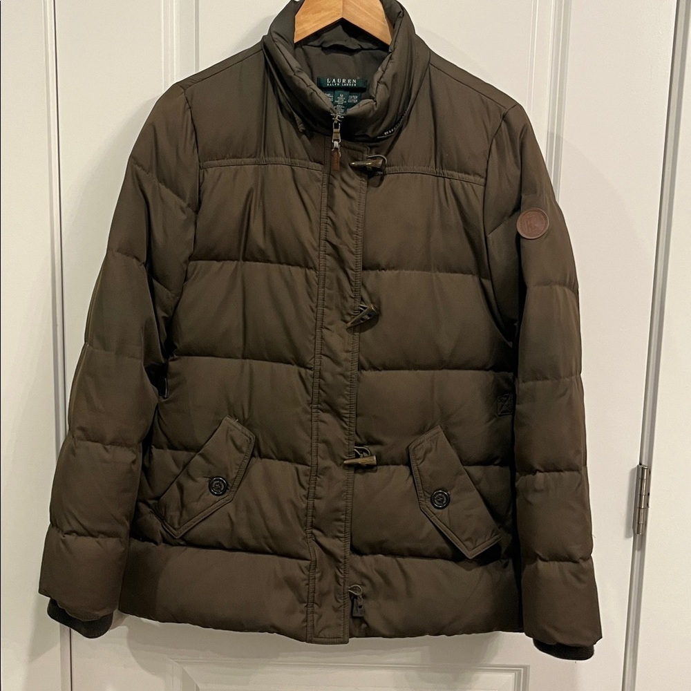 Beautiful Ralph Lauren Down Puffer Winter Coat Jacket Medium Green